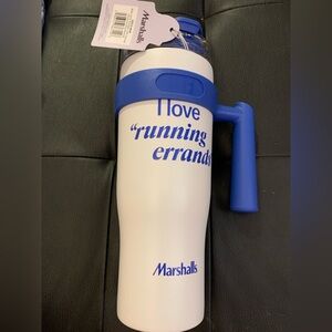 MARSHALLS I Love Running Errands STAINLESS TUMBLER CUP WITH HANDLE 40 Oz. New!